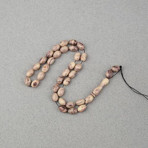 S�kma Kehribar Beyzi Kesim 7x11mm Tesbih- Kahverengi