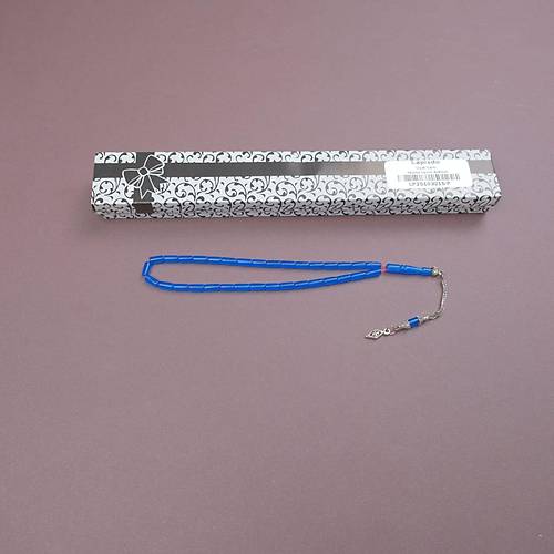 U�ak Cam� Kesme Kesim Alpaka P�sk�ll� 4x8mm Tesbih - Mavi