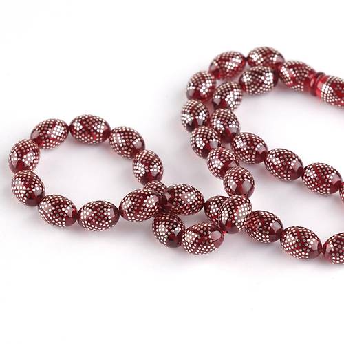 Ate Kehribar 925Ayar Gm akm ve Pskl Beyzi Kesim 7x10.5mm Tesbih