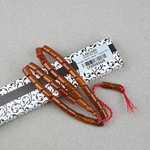 Omari S�kma Kehribar Yumu�ak Kesme Kesim Sistemli 7.5x10.5mm Tesbih