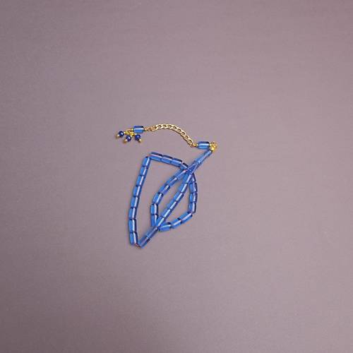 U�ak Cam� Kesme Kesim 7x10mm Alt�n Renk P�sk�ll� Tesbih �effaf Mavi