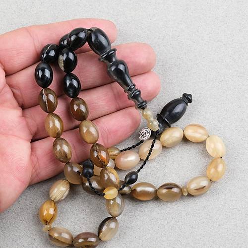 Boynuz Kar���k Usta ��i �mzal� Tombul Beyzi 9x13mm Tesbih