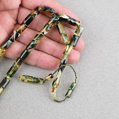 Arizona Katalin Sistemli Kesme Kesim 7x11mm Tesbih - Ye�il Siyah