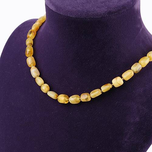 Rus Damla Kehribar Kolye(19.6gr/63cm) ve  Bileklik Seti (8gr)