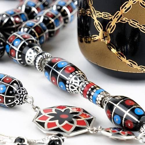 Erzurum Oltu 925Ayar Gm lemeli Nakka mame Gm Pskl Kapsl Kesim 13x15mm Tesbih