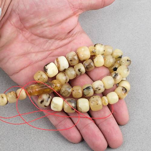 Damla Kehribar Tekerlek Kesim 12x11mm Tesbih