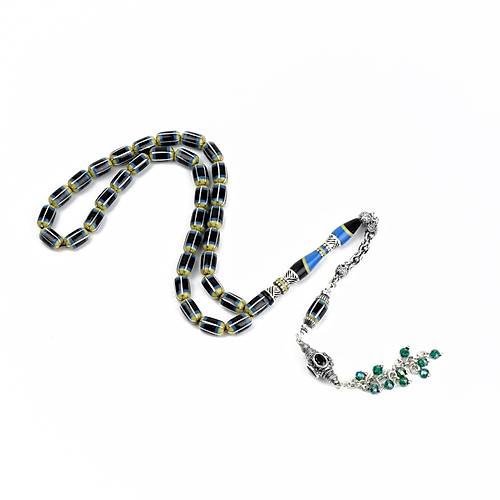 Erzurum Oltu 925Ayar Gm Pskl 6 Yarma Katalin leme Nakka Imame Kapsl Kesim 6.5x11mm Tesbih