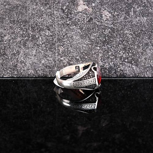 Zirkon Krmz & Mikro Zirkon 925Ayar Gm Erkek Yzk