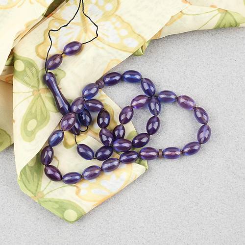 S�kma Kehribar Beyzi Kesim 7x11mm Tesbih P�sk�ls�z Mavi