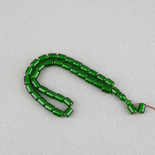 Ate� Kehribar Kaps�l Kesim 9x12mm Tesbih - �effaf Ye�il P�sk�ls�z
