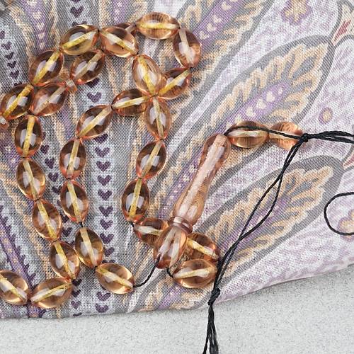 Ate� Kehribar Beyzi Kesim 7x11mm Tesbih- �effaf Bal K�p���