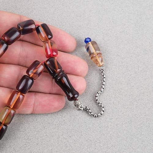 S�kma Kehribar P�sk�ll� Efe Boy Kaps�l Kesim 10x13mm Tesbih -Alacal�