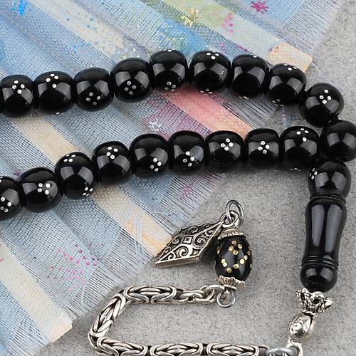 Erzurum Oltu Gm ileme El Boy 925Ayar Gm Pskl Tekerlek Kesim 7x8mm  Tesbih