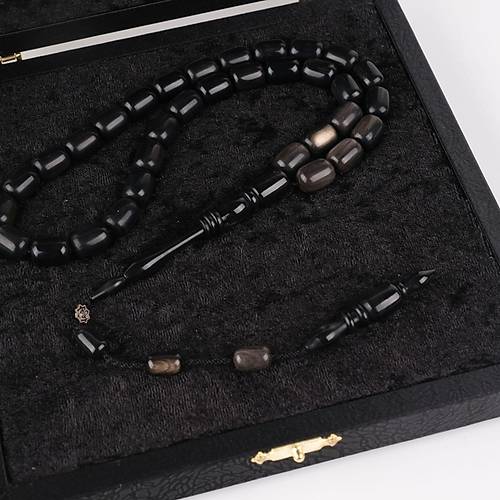 Bufalo Boynuzu Kapsl Kesim 9x13mm Tesbih - Siyah