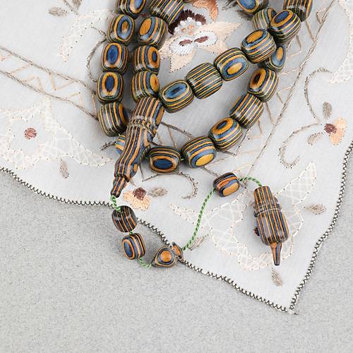 Kafur A�ac� Kaps�l Kesim 11x12mm Tesbih -Mavi Sar�