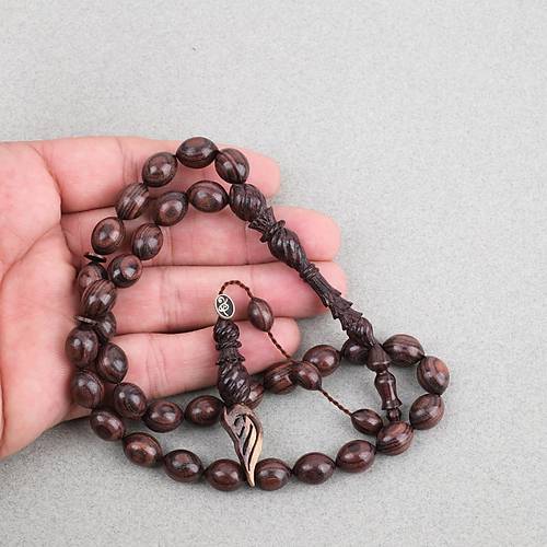 Kral A�ac�  Usta ��i �mzal� �zel El ��i Oyma �mame ve Hitame Beyzi Kesim 9x12mm Tesbih