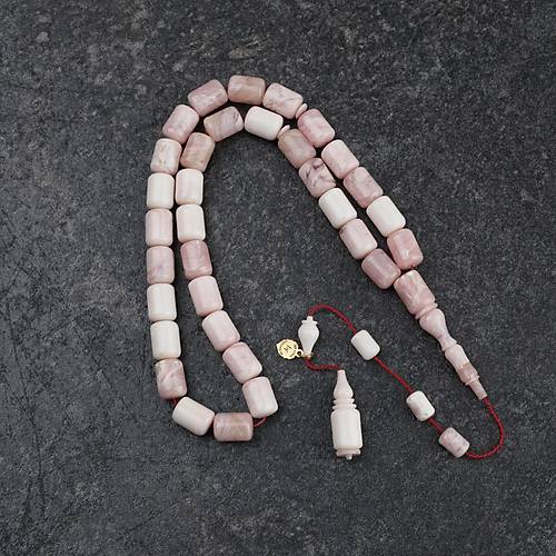 Katalin Dinlenmi� �ubuk Usta i�i �mzal� Kaps�l Kesim 9x12mm Tesbih -Beyaz Alacal�