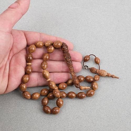 Kuka Usta ��i �mzal� �zel El ��i Oyma �mame ve Hitame Beyzi Kesim 9.5x13mm Tesbih