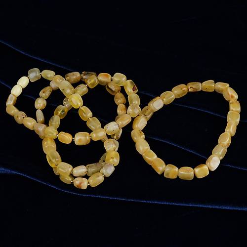 Rus Damla Kehribar Kolye(19.6gr/63cm) ve  Bileklik Seti (8gr)