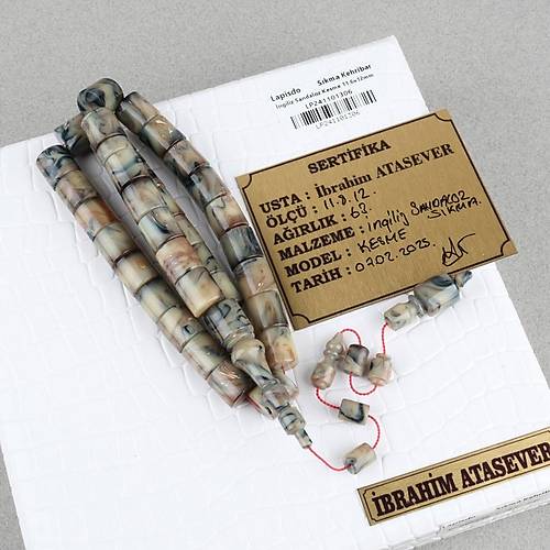 Skma Kehribar ngiliz Sandaloz Kesme Kesim 11.6x12mm Tesbih