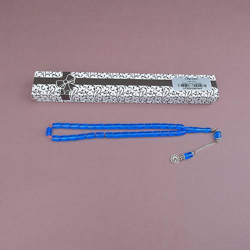 U�ak Cam� Kesme Kesim 7x10mm Tesbih Alpaka P�sk�ll� Mavi