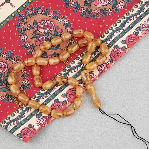 S�kma Kehribar Kaps�l Kesim 7x11mm Tesbih P�sk�ls�z Hardal