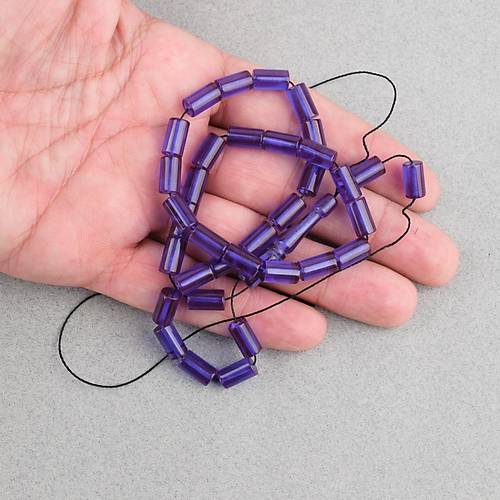 S�kma Kehribar Kesme Kesim 6x10mm Tesbih P�sk�ls�z Koyu Mavi