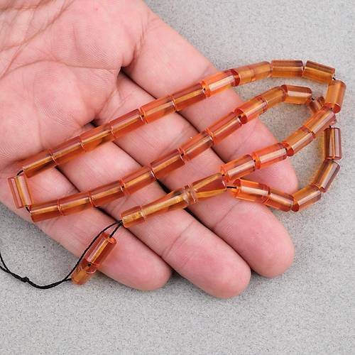 S�kma Kehribar Kesme Kesim 6x10mm Tesbih P�sk�ls�z Turuncu