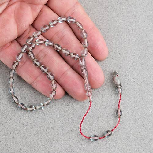 S�kma Kehribar Beyzi Kesim Sistemli Bilek Boy 5x8mm Tesbih A��k Ye�il