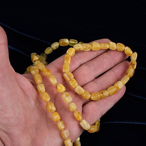 Rus Damla Kehribar Kolye(19.6gr/63cm) ve  Bileklik Seti (8gr)