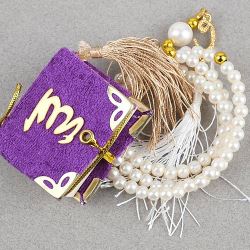 Fanus ��erisinde Mini Kuran ve Tesbih Seti