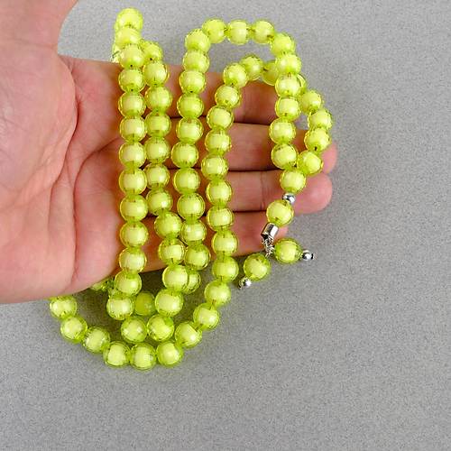Monomer 99luk K�re Kesim 9mm Namaz Tesbihi  A��k Ye�il