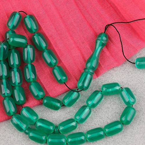 S�kma Kehribar Kaps�l Kesim 7x11mm Tesbih P�sk�ls�z Ye�il