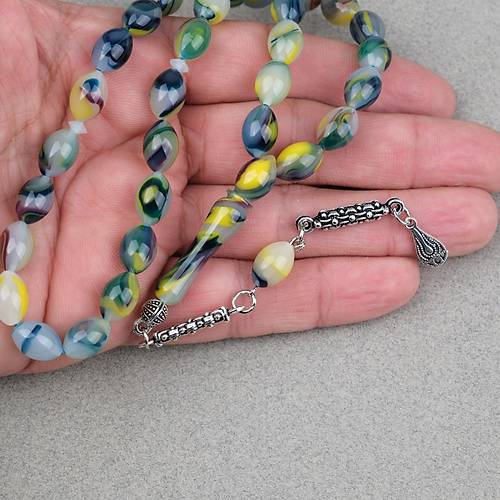 Arizona Katalin Alpaka P�sk�l Beyzi Kesim 8x12mm Tesbih- Ye�il