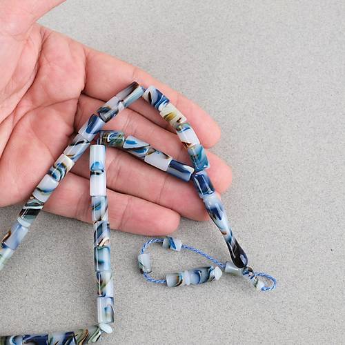 Arizona Katalin Sistemli Kesme Kesim 7x11mm Tesbih - Mavi Beyaz