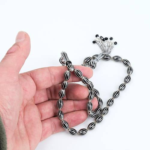 Erzurum Oltu 925Ayar Gm Pskl 12 Yarma Karpuz Dilim Beyzi Kesim 7.5x12mm Tesbih