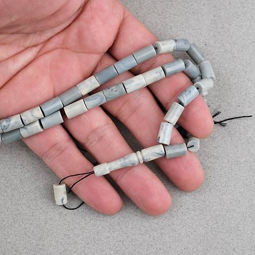 S�kma Kehribar Kesme Kesim 6x10mm Tesbih P�sk�ls�z Gri