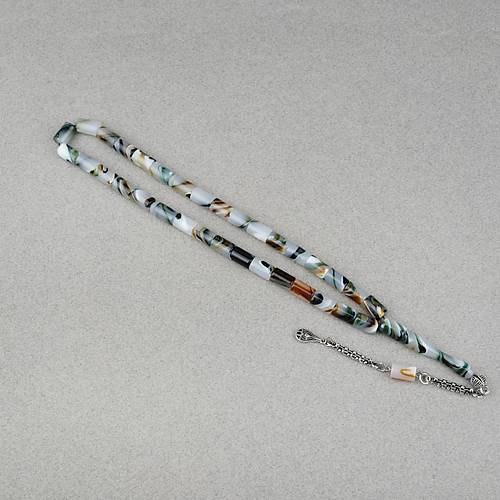 Arizona Katalin Alpaka P�sk�l Kesme Kesim 7x11mm Tesbih- Ye�il Beyaz