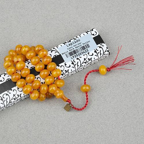 S�kma Kehribar Bas�k K�re Kesim Omari Sistemli 9x11mm Tesbih-Sar�