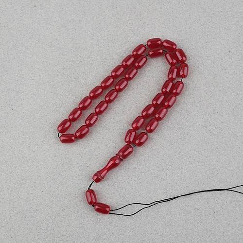 S�kma Kehribar Kaps�l Kesim 7x11mm Tesbih P�sk�ls�z K�rm�z�