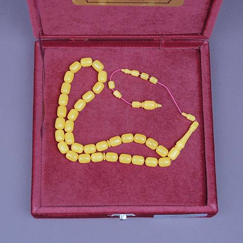 �brahim Atasever Usta ��i �mzal� Bel�ika Katalin Kaps�l Kesim 9x12mm Tesbih - Sar�