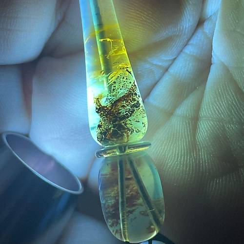 Dominik Mavi Kaya Fosil Amber Badem Kesim 10.8x15mm Tesbih