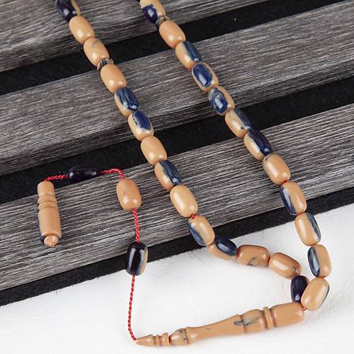 S�kma Kehribar Arizona Firuze Kaps�l Kesim 7x11mm Tesbih