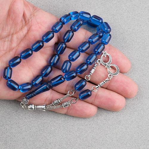 S�kma Kehribar Kaps�l Kesim Alpaka P�sk�ll� 7x11mm Tesbih