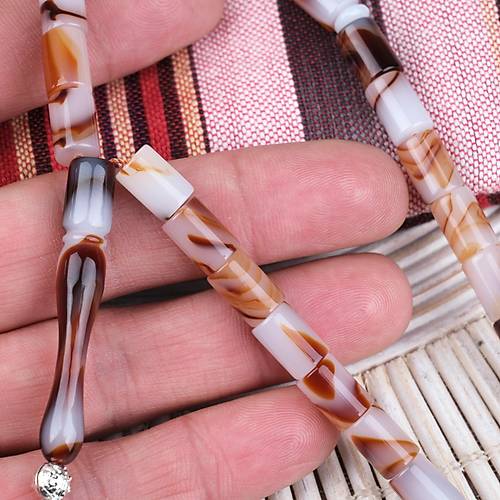 Arizona Katalin Alpaka P�sk�l Kesme Kesim 7x10mm Tesbih- Kahverengi