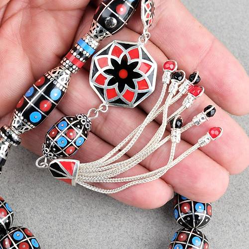 Erzurum Oltu 925Ayar Gm lemeli Nakka mame Gm Pskl Kapsl Kesim 13x15mm Tesbih