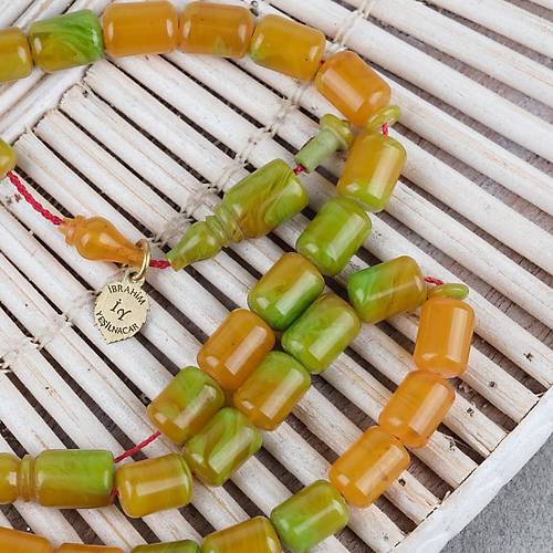 S�kma Kehribar Usta ��i �mzal� Bilek Boy Kaps�l Kesim 6x8mm Tesbih