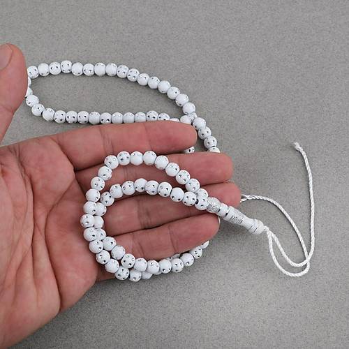 Hac Umre Hediyelik Ta�l� 99luk 7mm Tesbih - Beyaz