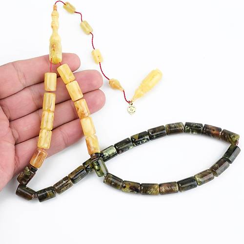 Katalin Dinlenmi� �ift Renk Usta ��i �mzal� Yumu�ak Kesme Kesim 8x13mm Tesbih