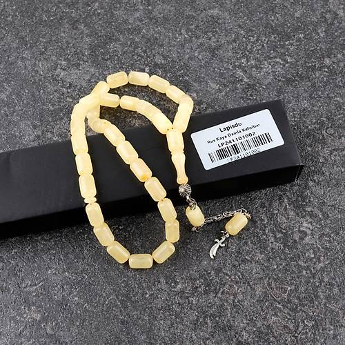 Rus Kaya Damla Kehribar 925Ayar Gm Pskl Kapsl Kesim 7x11mm Tesbih